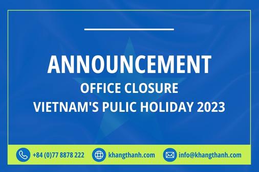 Announcement Khang Thanh's Office Closure for Public Holiday 2023