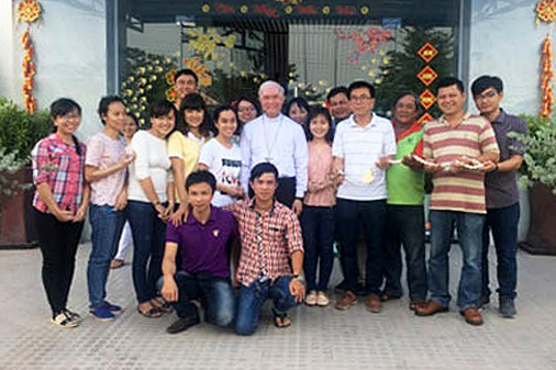 Father archbishop visiting Khang Thanh on Tet 2017