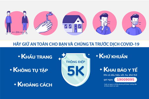 Thực hiện thông điệp 5K - Giữ an toàn trong việc phòng chống COVID-19 